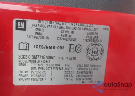 2007 Chevrolet Silverado K1500 Crew Cab из США, поврежденный, VIN 2GCEK13M771670857